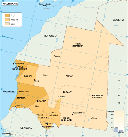 Mauritania economic eps map vector