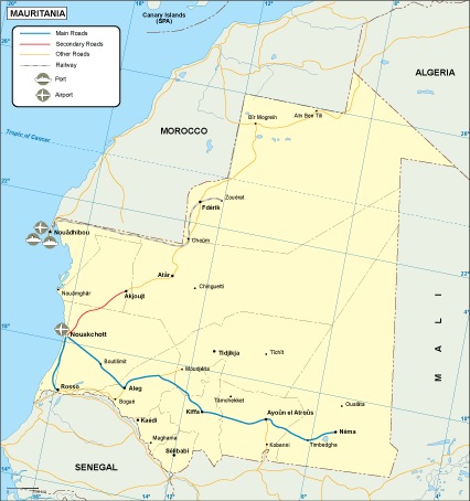 Mauritania transportation eps map vector