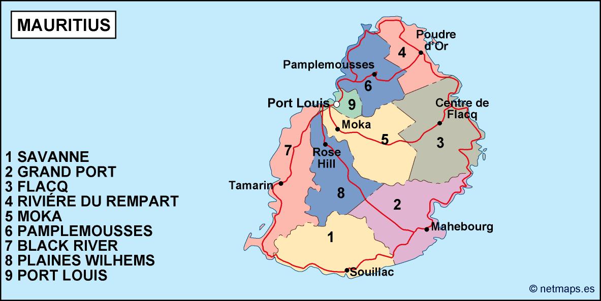 Mauritius political eps map vector