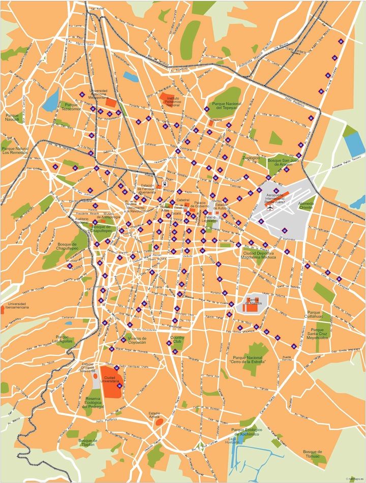 Mexico DF eps illustrator vector map
