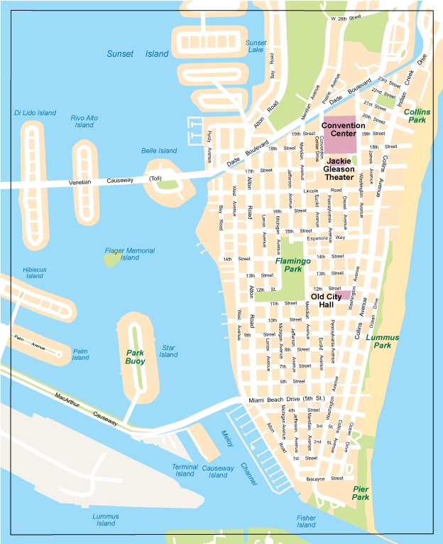 Miami city eps map vector center