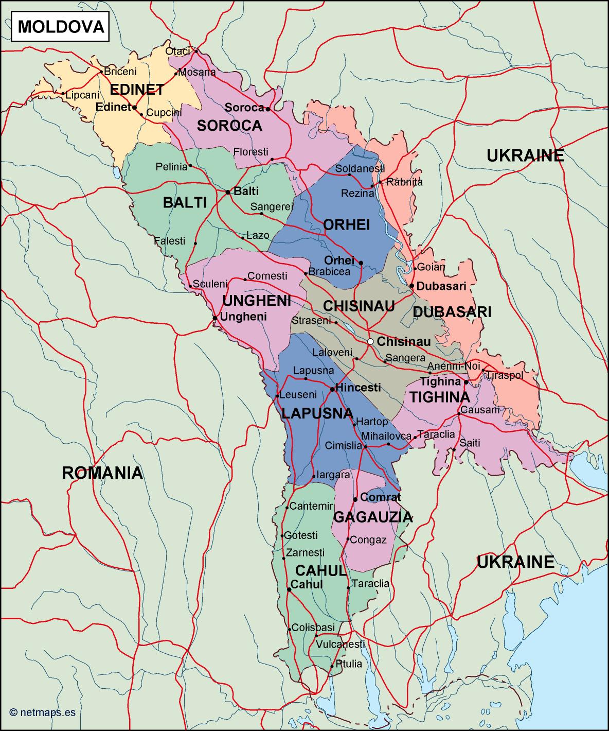 Moldova political eps map vector