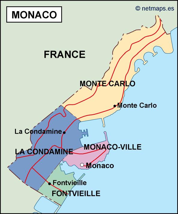 Monaco political eps map vector