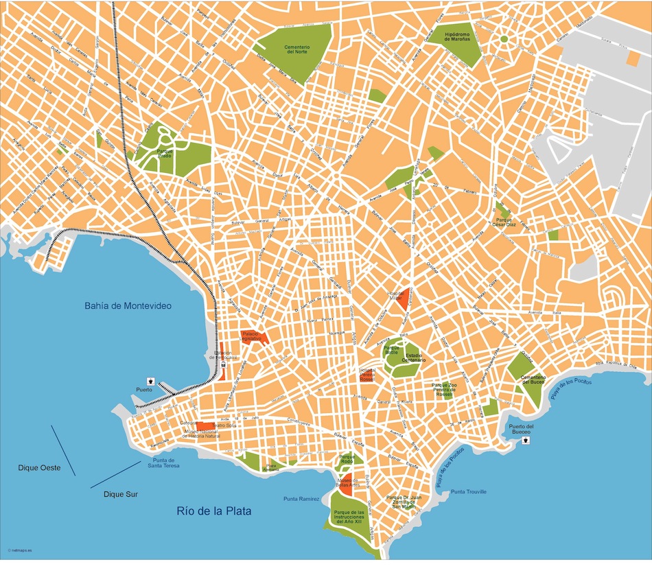 Montevideo eps illustrator vector map
