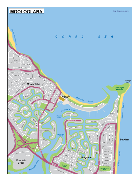 Mooloolaba EPS map vector