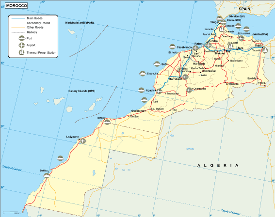 Morocco transportation eps map vector