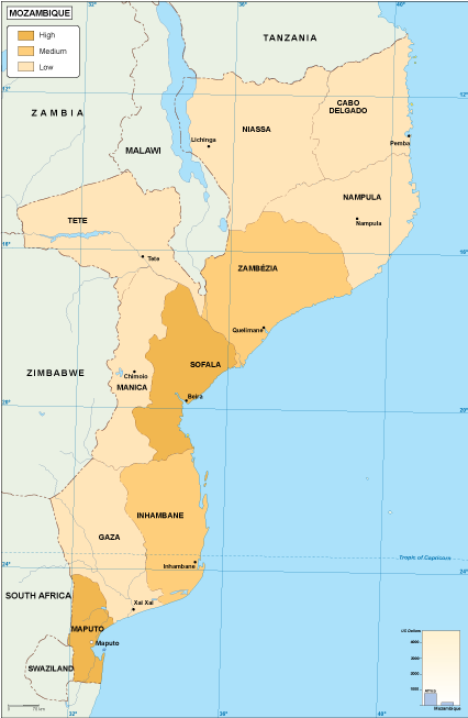 Mozambique economic eps map vector