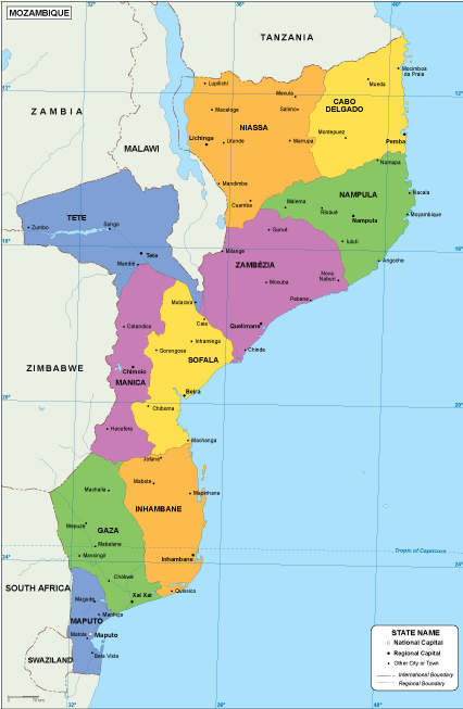 Mozambique EPS map vector