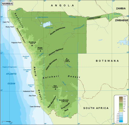 Namibia physical eps map vector