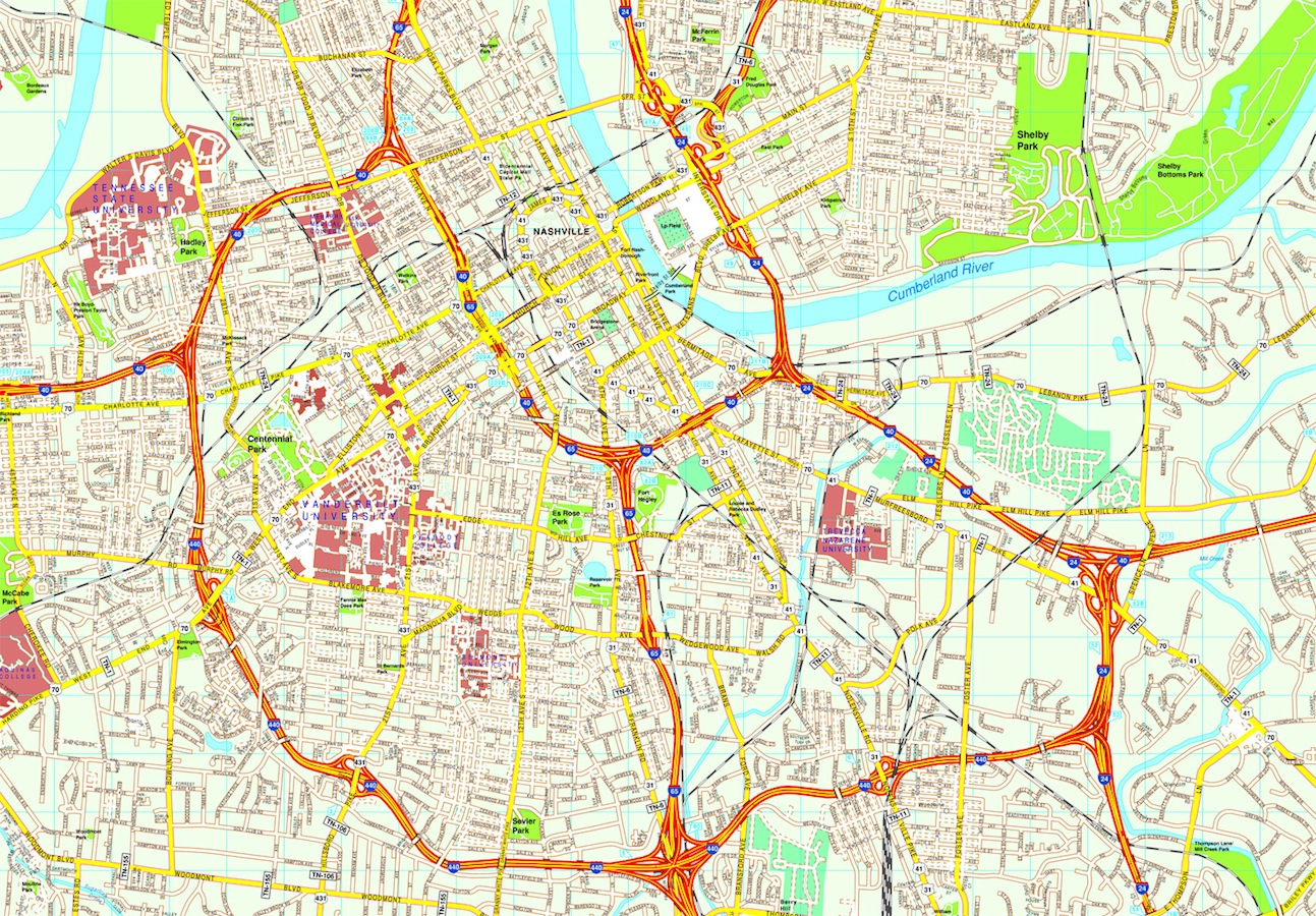 Nashville eps map vector