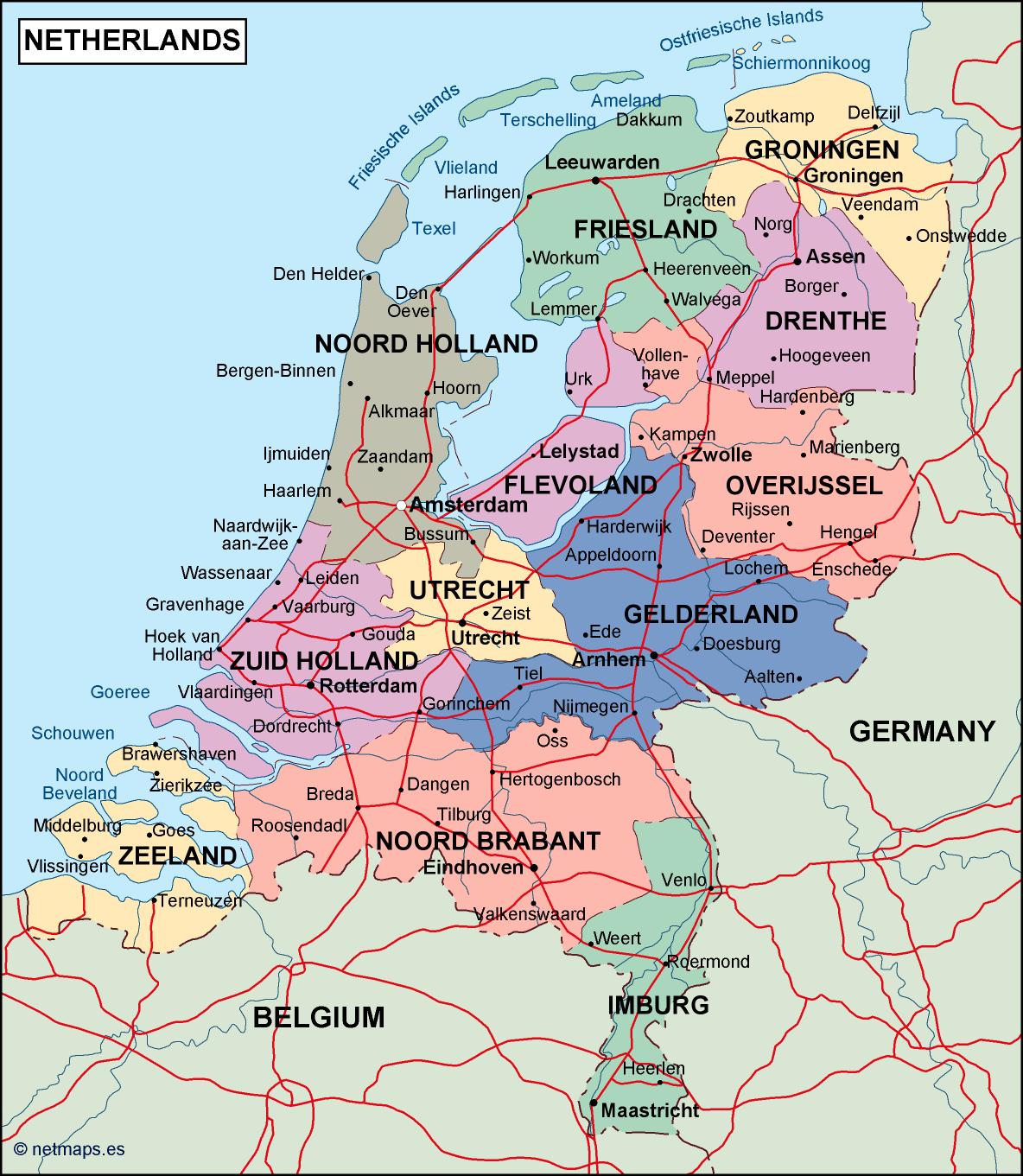 Netherlands political eps map vector