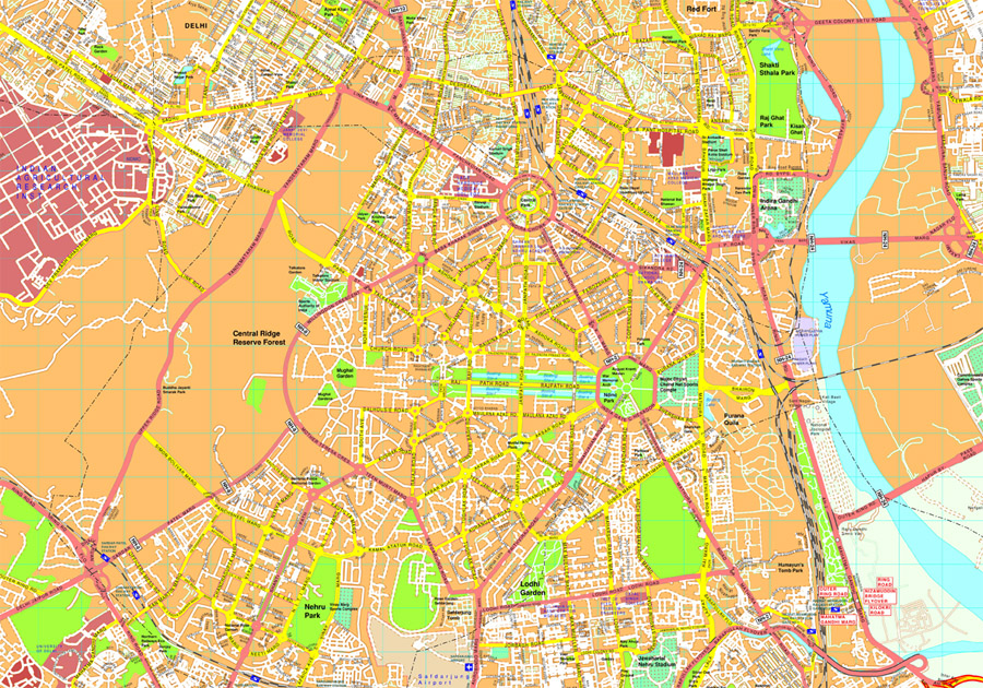 New Delhi eps map vector