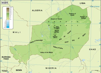 Niger physical eps map vector