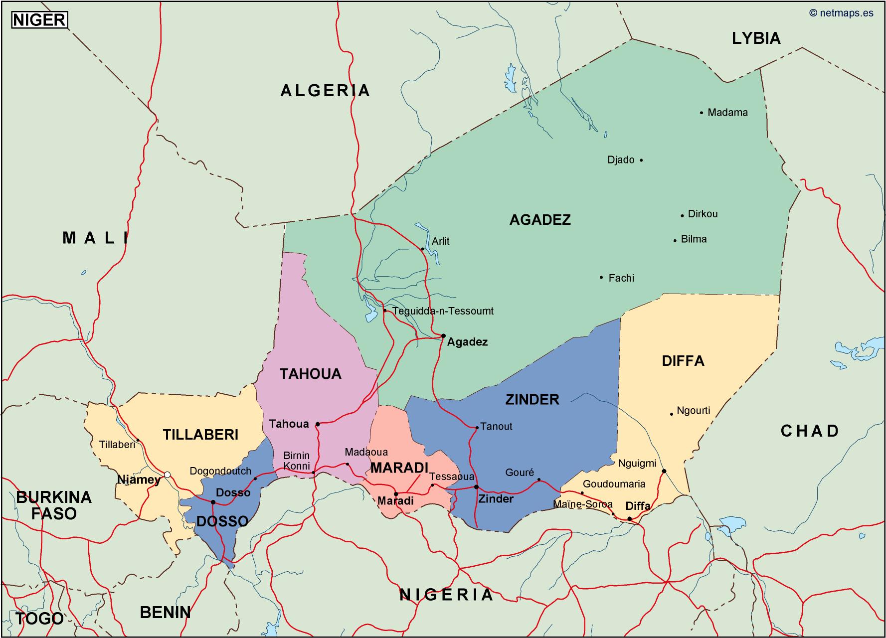 Niger political eps map vector