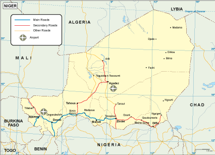 Niger transportation eps map vector