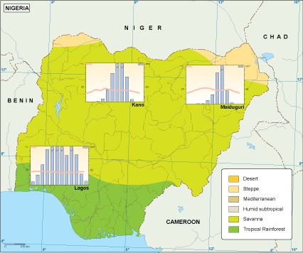 Nigeria climate eps map vector
