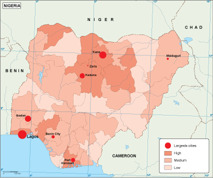 Nigeria population eps map vector