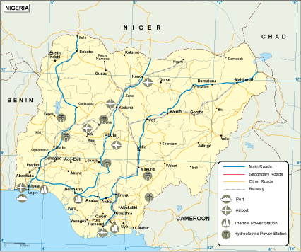 Nigeria transportation eps map vector