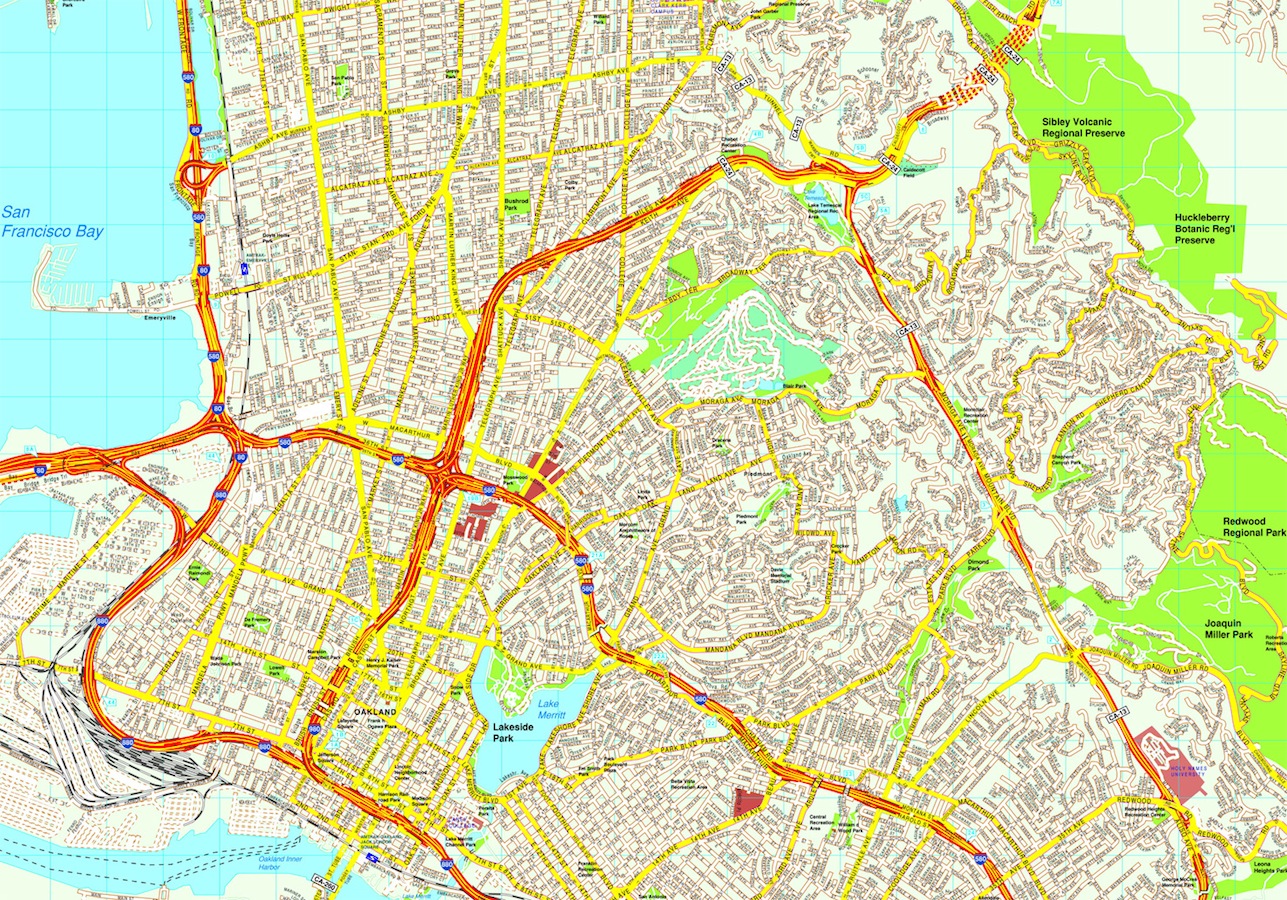 Oakland eps map vector