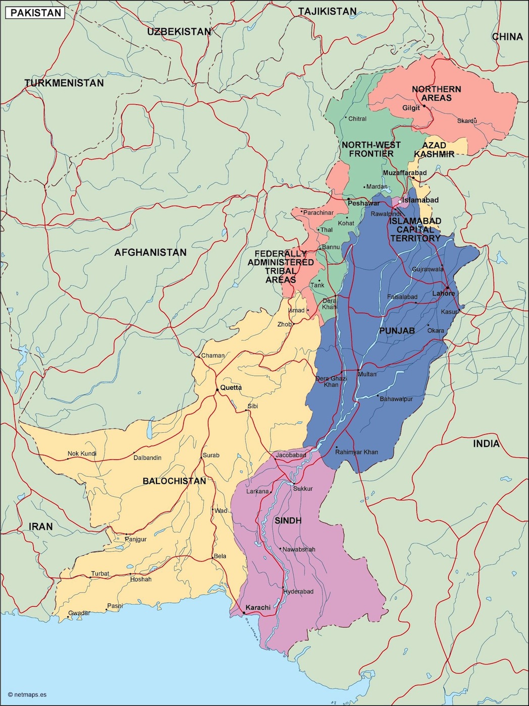 Pakistan political eps map vector