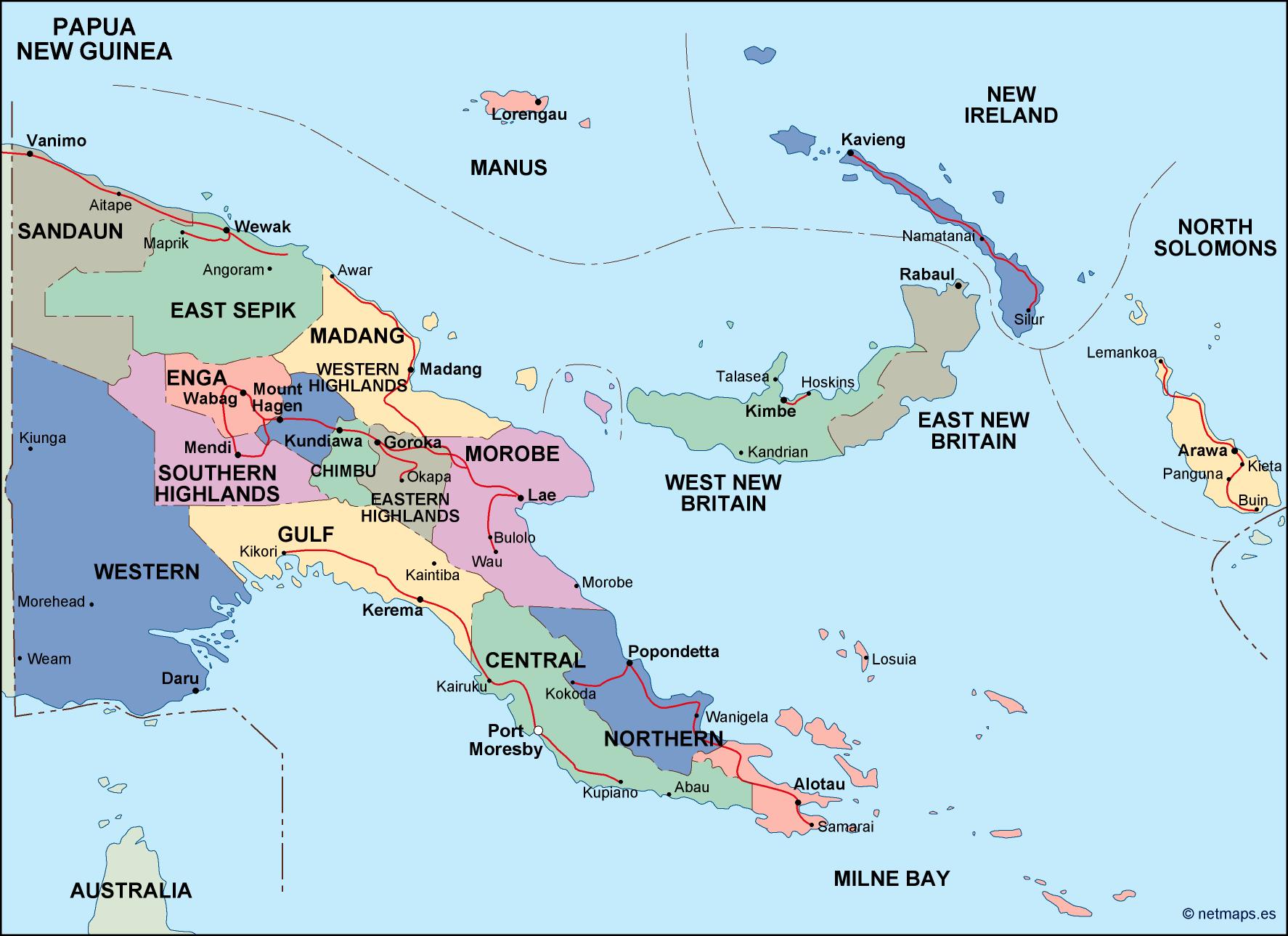 Papua new guinea political eps map vector