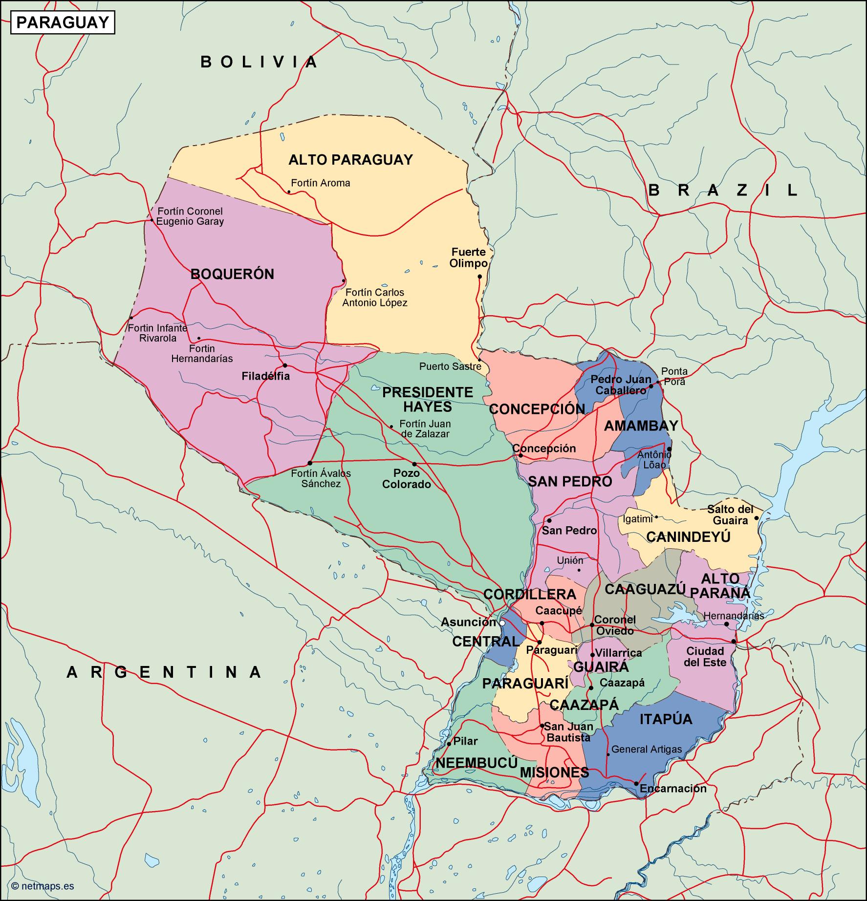 Paraguay political eps map vector