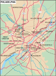 Philadelphia city eps map vector