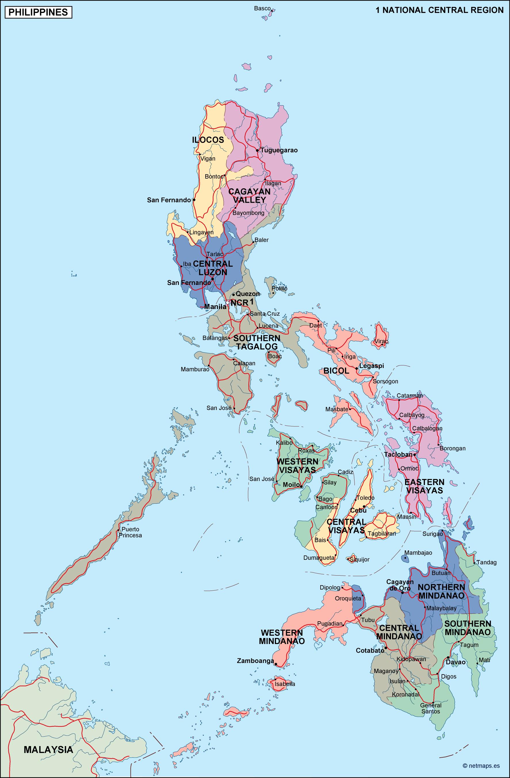 Philippines political eps map vector