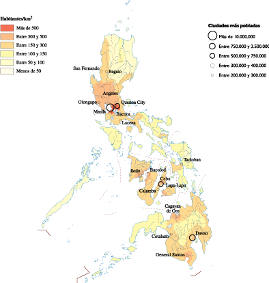 Philippines Population eps map vector