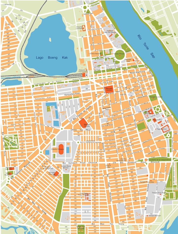 Phnom Penh eps illustrator vector map