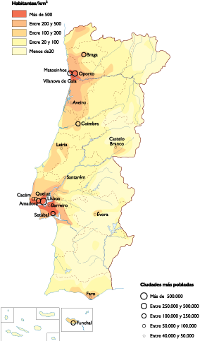 Portugal Population eps map vector