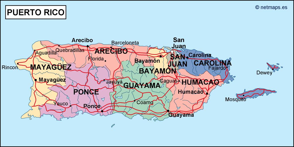 Puerto rico political eps map vector