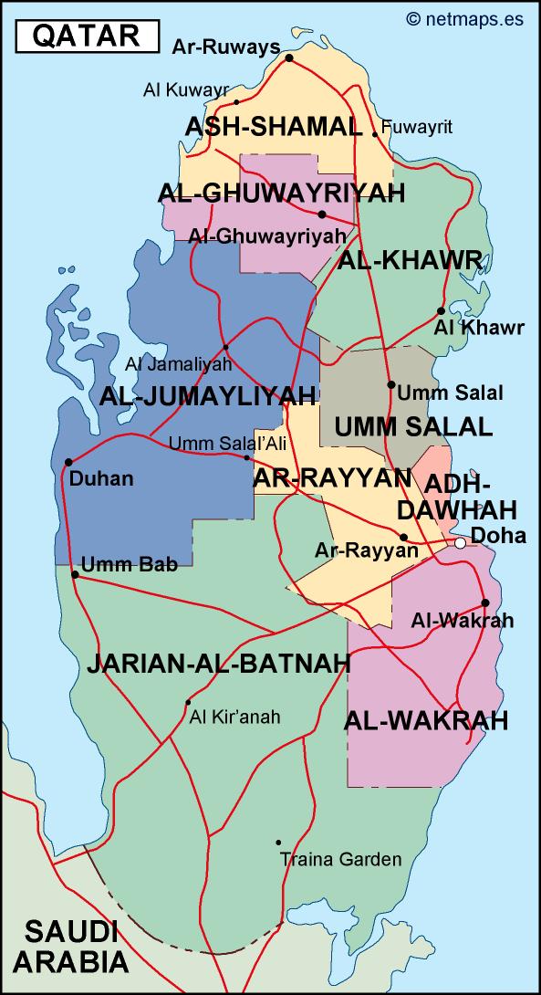 Qatar political eps map vector