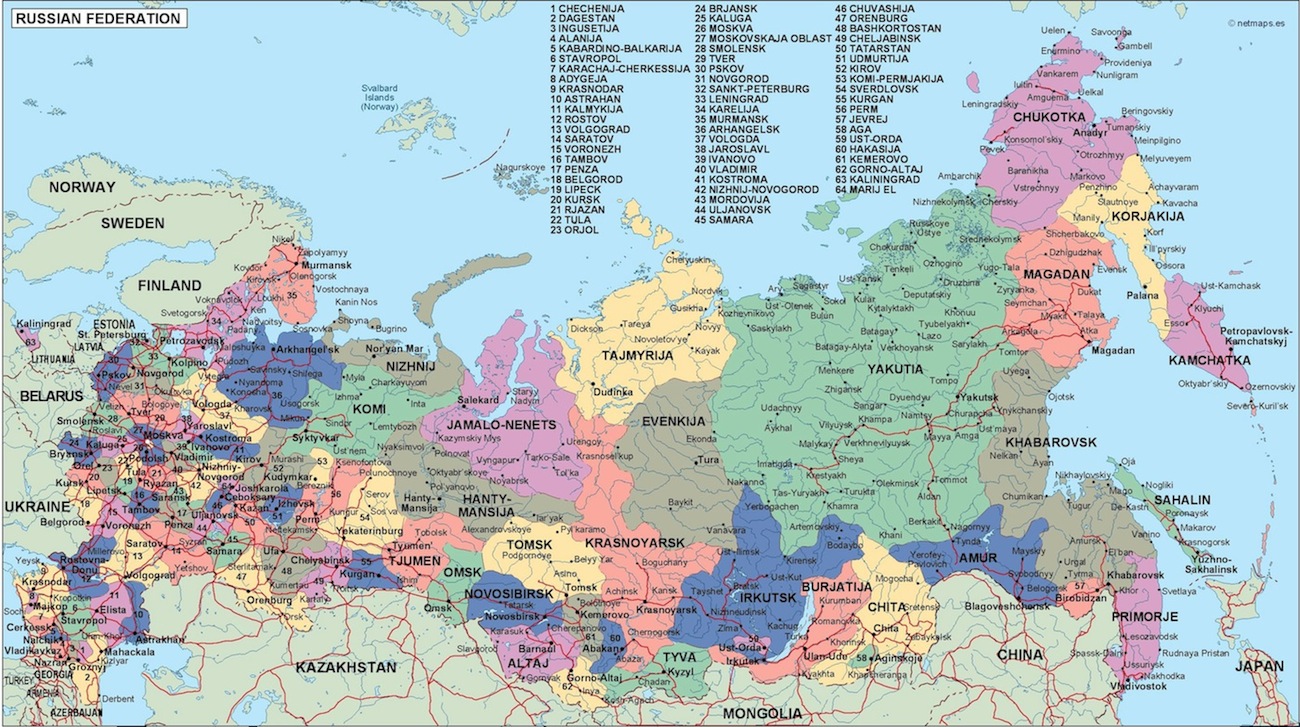 Russia political eps map vector