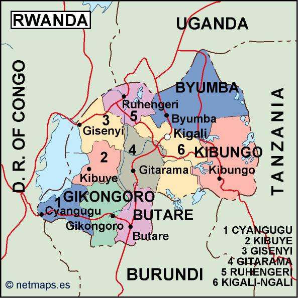 Rwanda political eps map vector