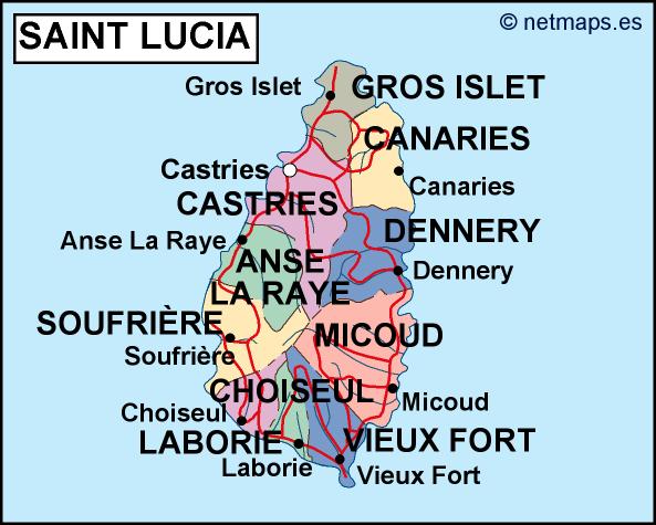 Saint lucia political eps map vector
