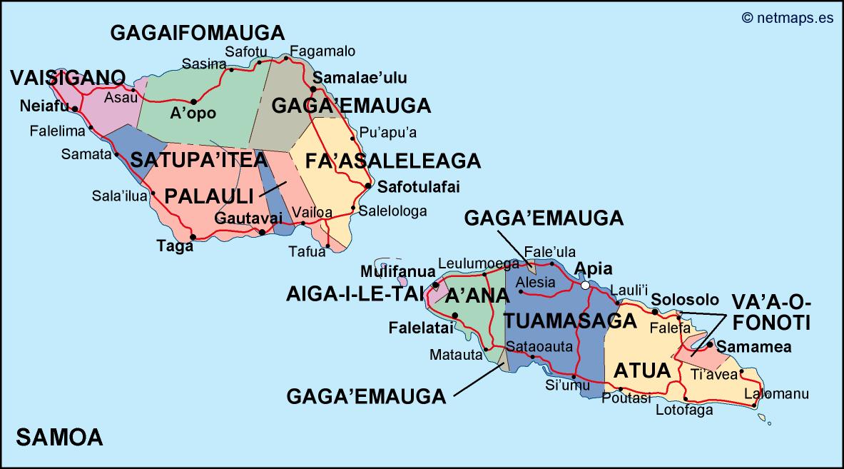 Samoa political eps map vector