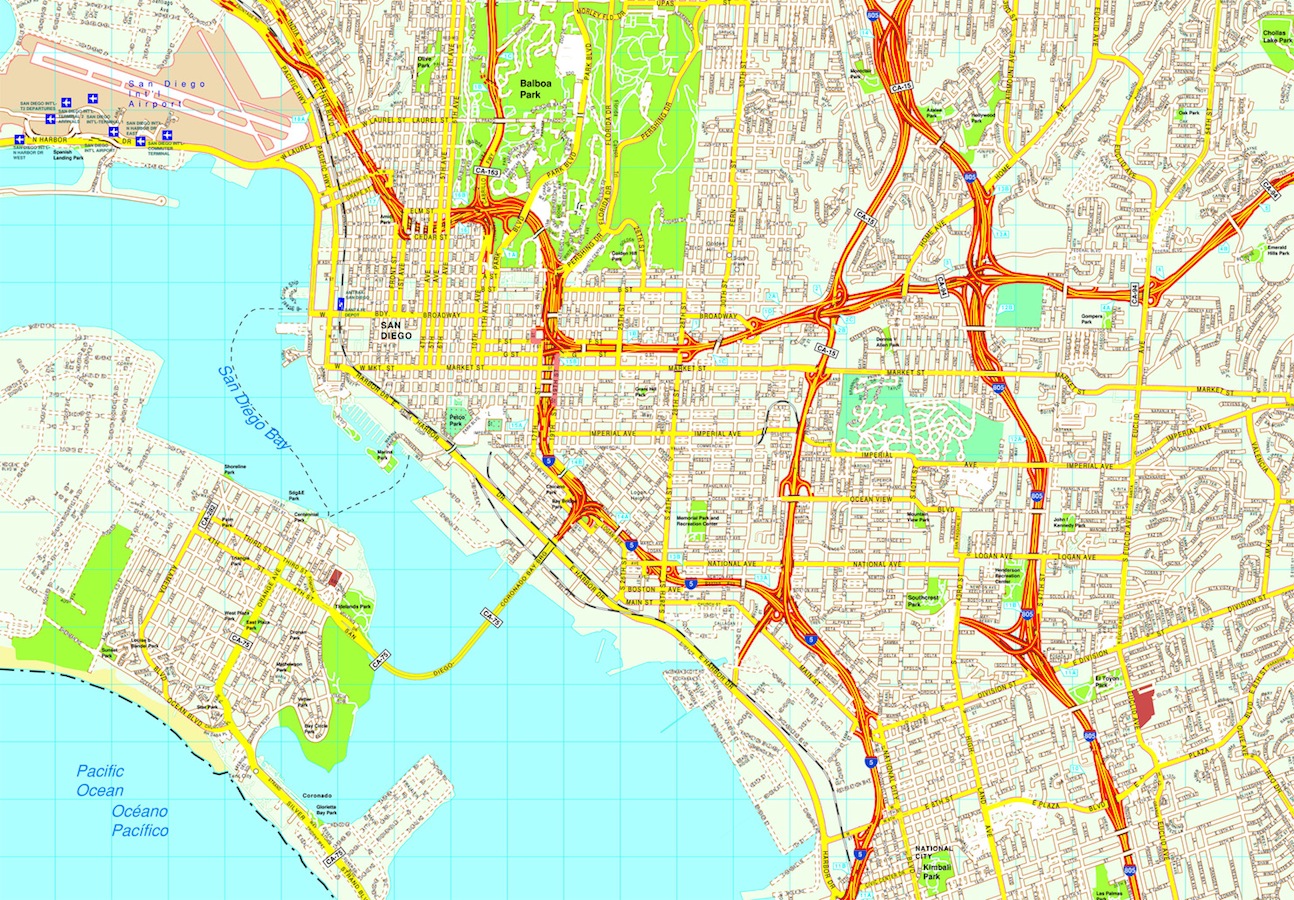 San Diego eps map vector