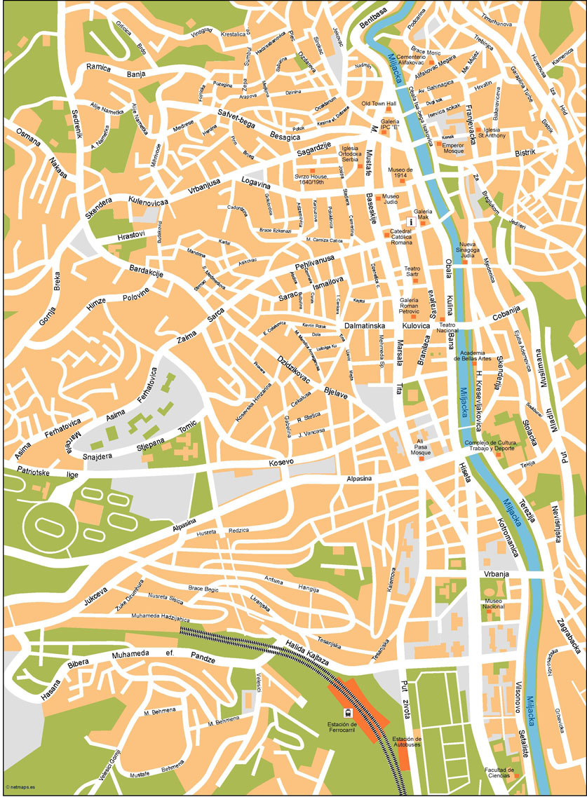 Sarajevo Illustrator eps map vector