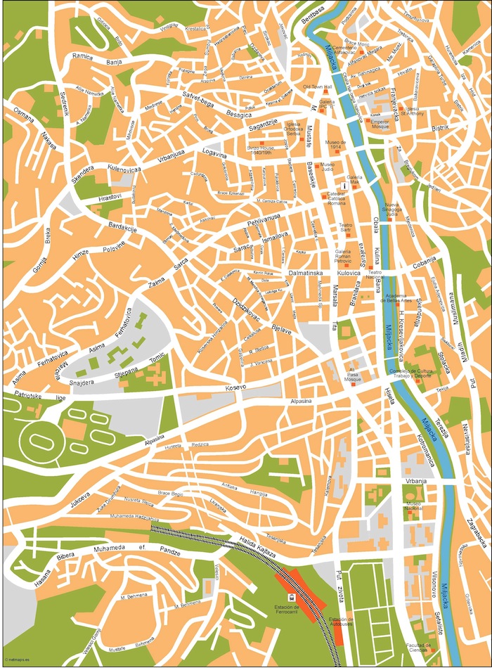 Sarajevo eps illustrator vector map