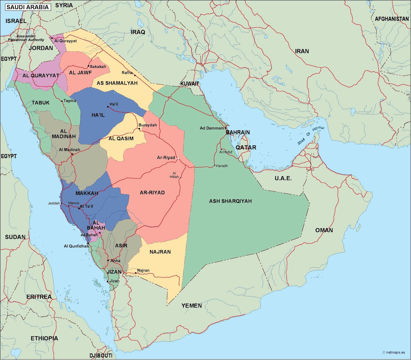 Saudi arabia political eps map vector