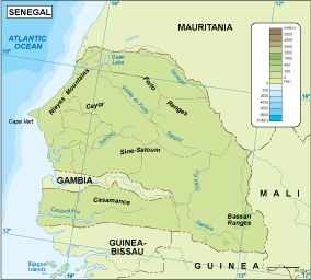 Senegal physical eps map vector