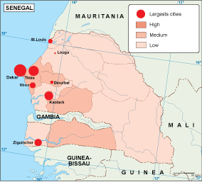 Senegal population eps map vector