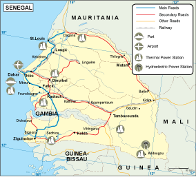 Senegal transportation eps map vector