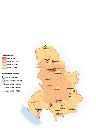 Serbia Population eps map vector