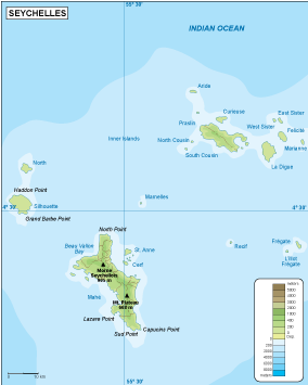 Seychelles physical eps map vector