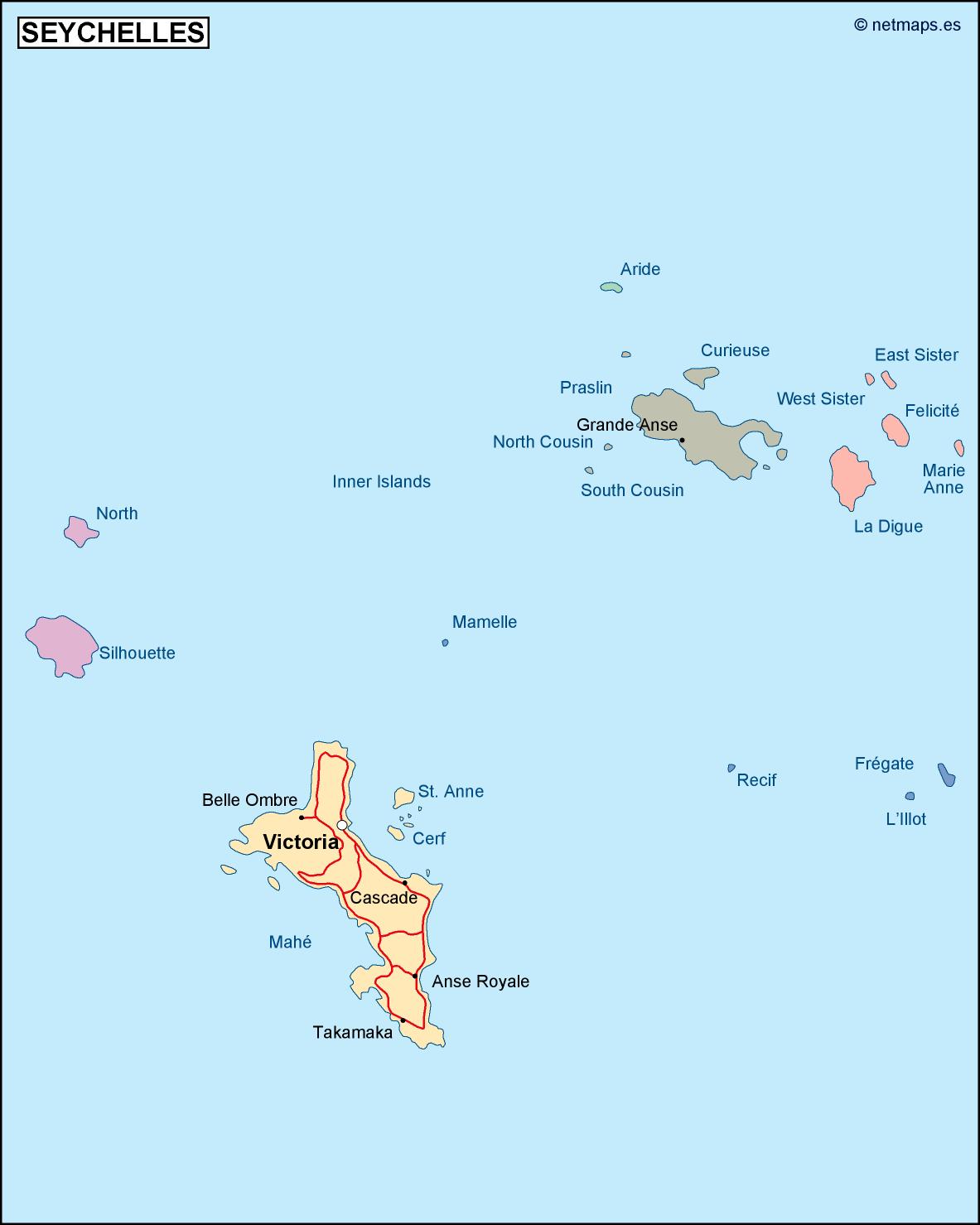 Seychelles political eps map vector