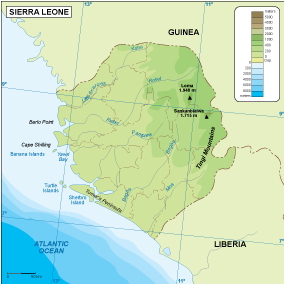 Sierra Leone physical eps map vector