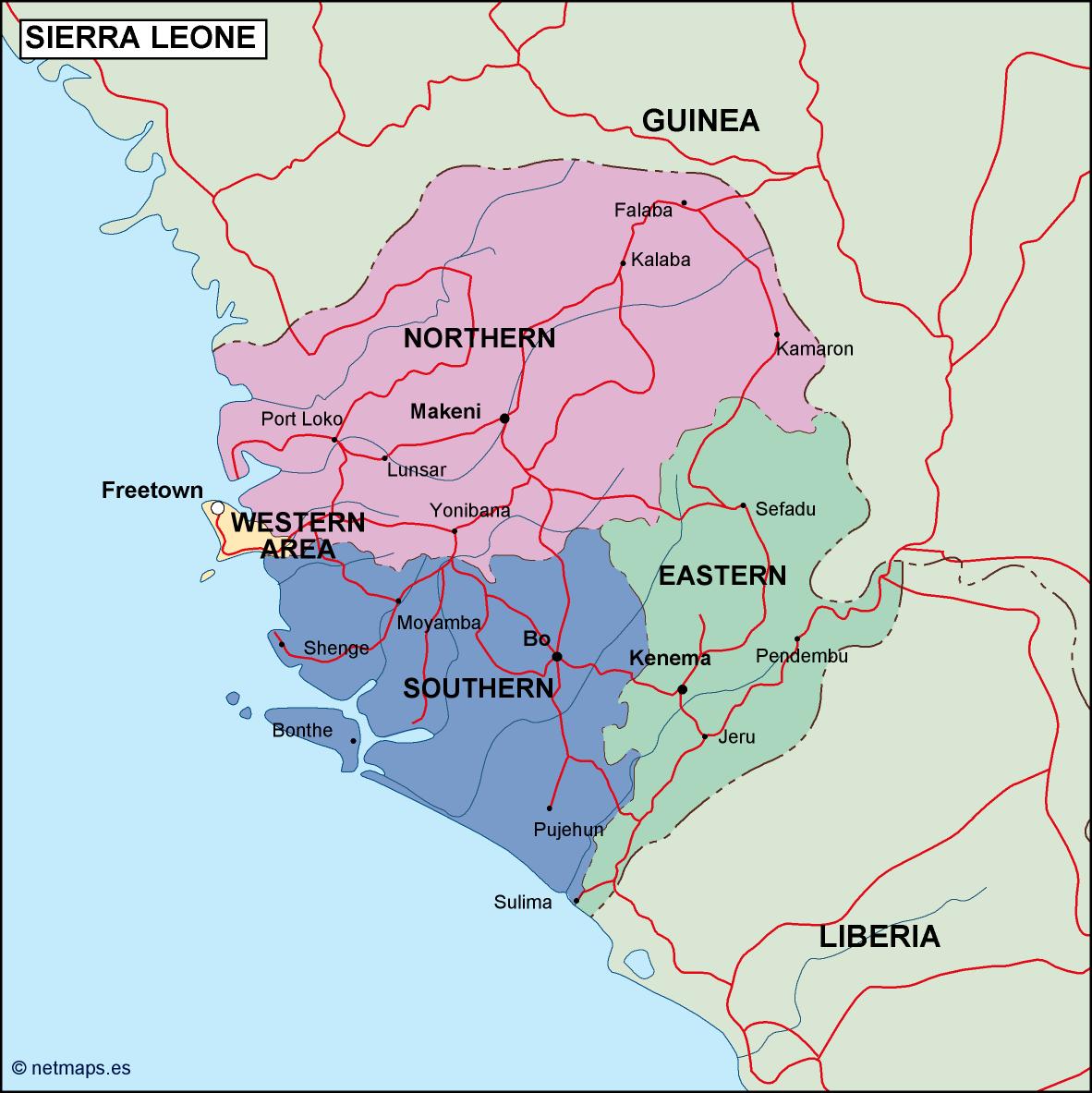 Sierra leone political eps map vector