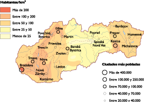 Slovak Republic Population eps map vector
